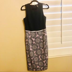 Maggy London navy and floral midi dress